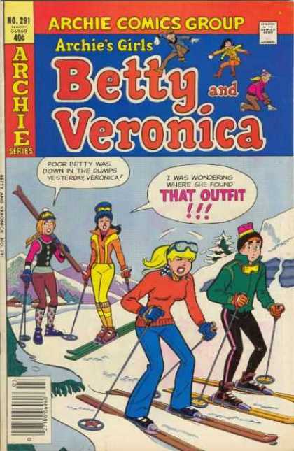 Archie's Girls Betty and Veronica 291 - Archie Spin Off - Snow Trip - Mean Girl - Skiing - Old Comic