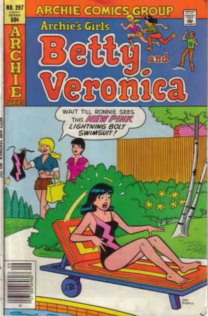 Archie's Girls Betty and Veronica 297 - Ronnie - Swimsuit - Sun Bathing - Pink - Lightning Bolt