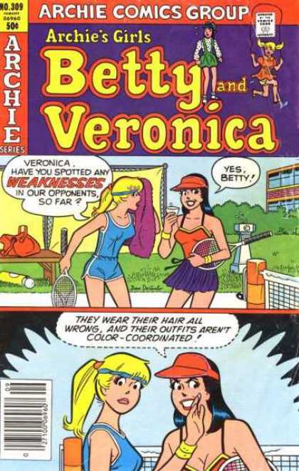 Archie's Girls Betty and Veronica 309 - Two Female Tennis Players - Tennis Rackets - Tennis Ball - Tennis Court - Towel