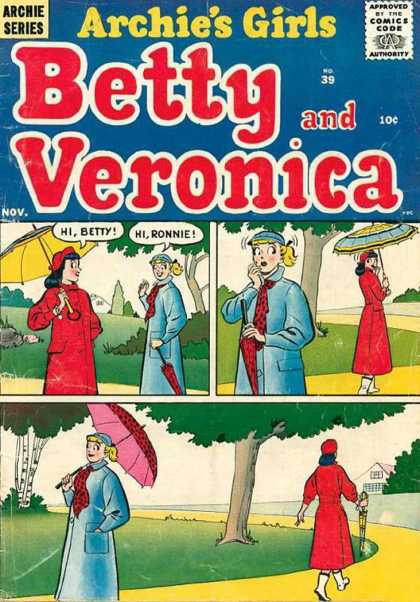 Archie's Girls Betty and Veronica 39 - Archie Series - Approved By The Comics Code Authority - Nov - Umbrella - Tree