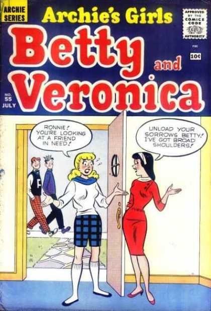 Archie's Girls Betty and Veronica 55 - Archie - Jughead - Red Dress - Sidewalk - Door