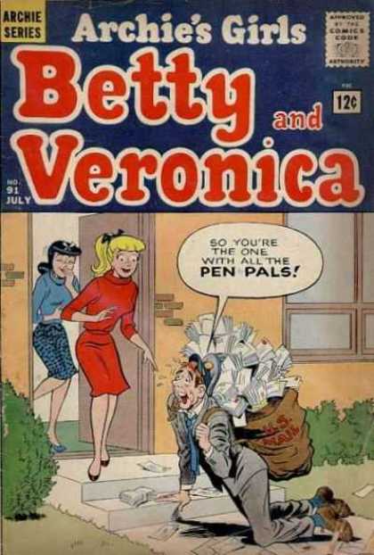 Archie's Girls Betty and Veronica 91 - Archie Series - Approved By The Comics Code Authority - Pen Pals - Steps - July