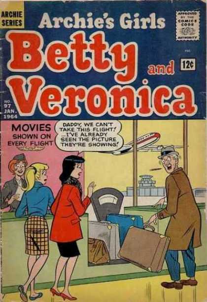 Archie's Girls Betty and Veronica 97 - Archie Series - Approved By The Comics Code Authority - Aeroplane - Bag - Jan 1964