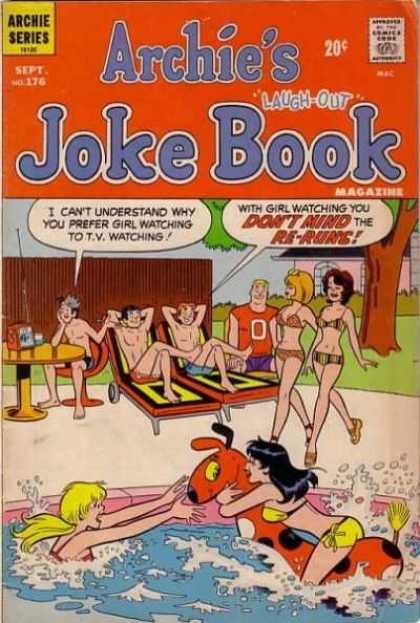 Archie's Joke Book 176 - Swimming Pool - Bikinis - Water - Table - Lounge Chairs