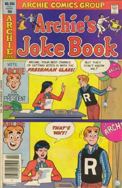 Archie's Joke Book 265 - Balloons - Desk - Teens - Door - Campaign Poster