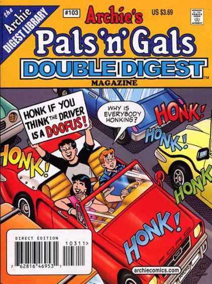 Archie's Pals 'n Gals Double Digest 103 - Honk - Sign - Automobile - Driving - Doofus