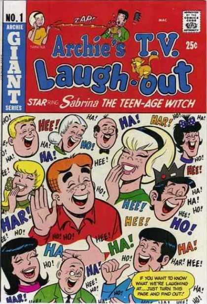 Archie's TV Laugh-Out 1 - Sabrina The Teen-age Witch - Comics Code Authority - 25 Cents - Speech Bubble - Laughter