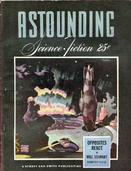 Astounding Stories 146 - Opposites React - Explosion - Smoke - Will Stewart - January 1985