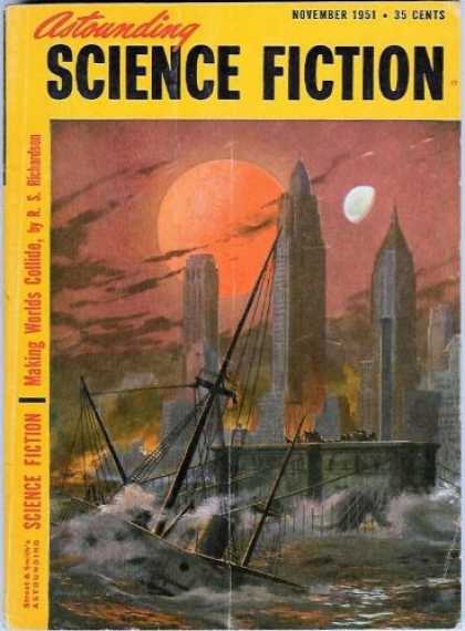 Astounding Stories 252 - Making Worlds Collide - November 1951 - Science Fiction - Sinking Ship - Crashing Waves