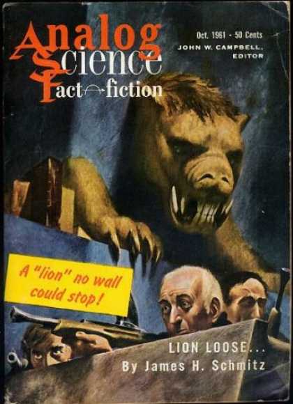 Astounding Stories 371 - A Lion No Wall Could Stop - October 1951 - Fangs - Lion Loose - Guns