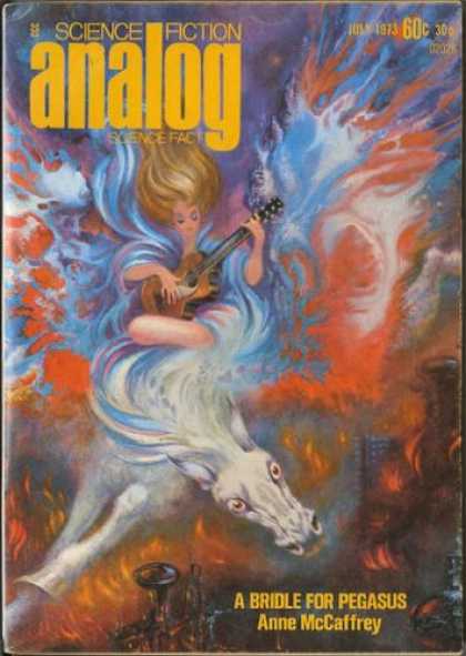 Astounding Stories 512 - Guitar - July 1973 - A Bridle For Pegasus - Woman - White Horse