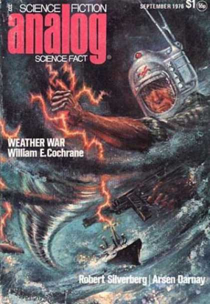 Astounding Stories 550 - September 1976 - Weather Way - Hurricane - Ship - Gun
