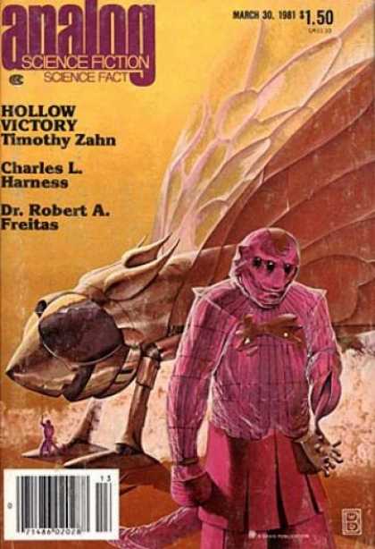 Astounding Stories 605 - Hollow Victory - March 1981 - Zahn - Big Bug - Pink Alien