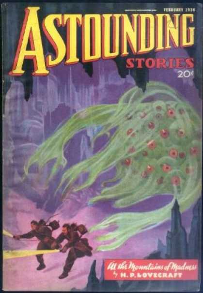 Astounding Stories 63 - In The Mountains Of Madness - February 1936 - Green Alien - Cave - Explorers