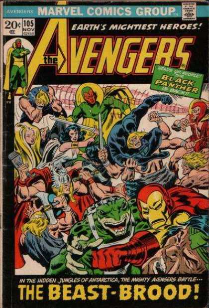 Avengers 105 - Marvel - Battle - Sword - Earths Mightiest Heroes - The Beast-brood - John Buscema