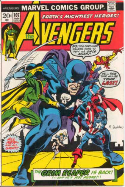 Avengers 107 - Marvel - Earths Mightiest Heroes - Grim Reaper - Red - Yellow - Richard Buckler
