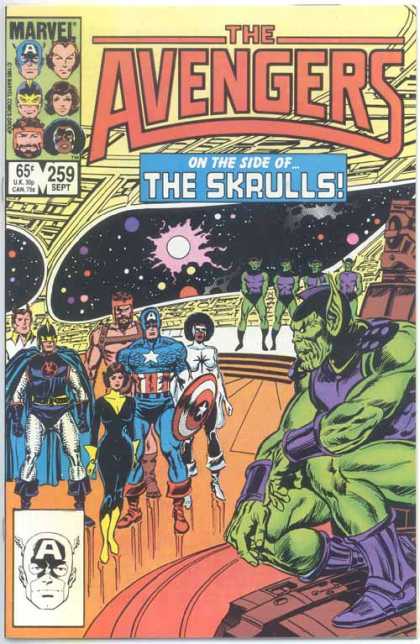 Avengers 259 - On The Side Of The Skrulls - Captain America - Outer Space - Ufo - Comic Teams - John Buscema