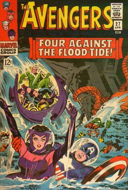 Avengers 27 - Captain America - Four Against The Flood-tide - Marvel Comics Group - 27 Apr - Water