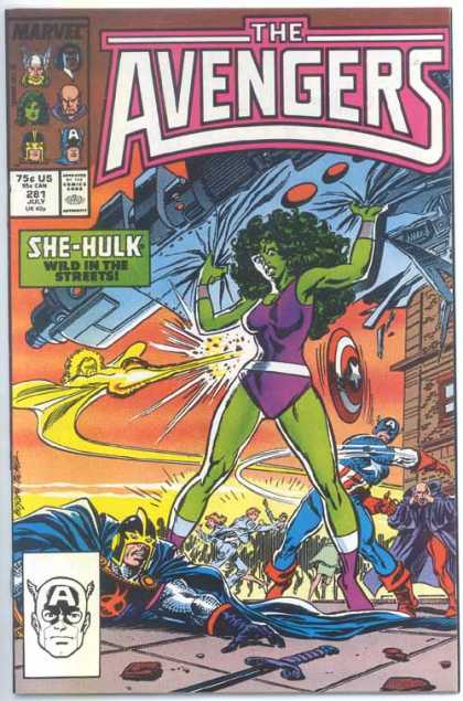 Avengers 281 - She-hulk - Wild In The Streets - Captain America - Black Knight - Space Ship - John Buscema