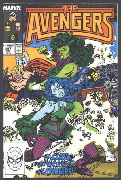 Avengers 297 - Wrecked - Clash - Green Hair - Green Body Female - Blue Hair - John Buscema