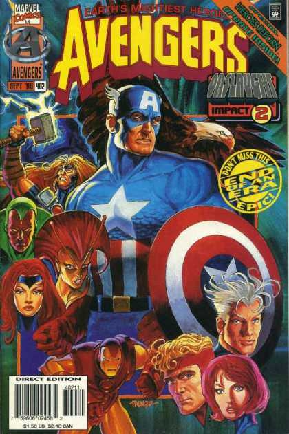 Avengers 402 - Marvel Comics - Earths Mightest Heros - Captain America - End Of An Era - Onslaught Impact 2