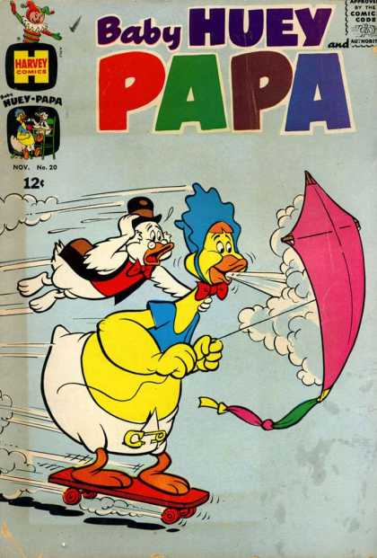 Baby Huey and Papa 20 - Harvey Comics - Skateboard - Kite - Baby Duck - Bow Tie