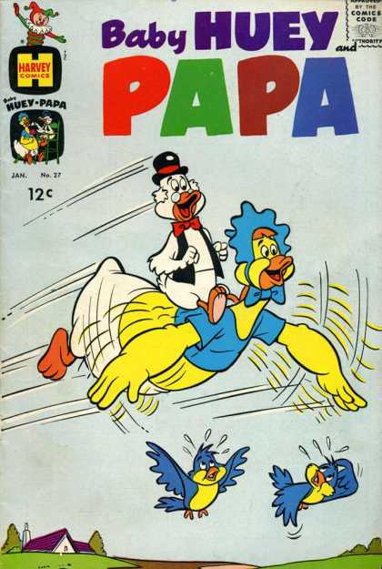 Baby Huey and Papa 27 - Blue Birds - Flying Chicken - Dug - House - Grass
