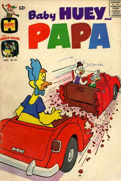 Baby Huey and Papa 33 - Ducks - Car Broken - Blue Bonnet - Red Car - Harvey Comics