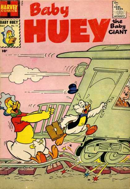 Baby Huey the Baby Giant 11 - Harvey Comics - Ducks - Train - Top Hat - Train Tracks