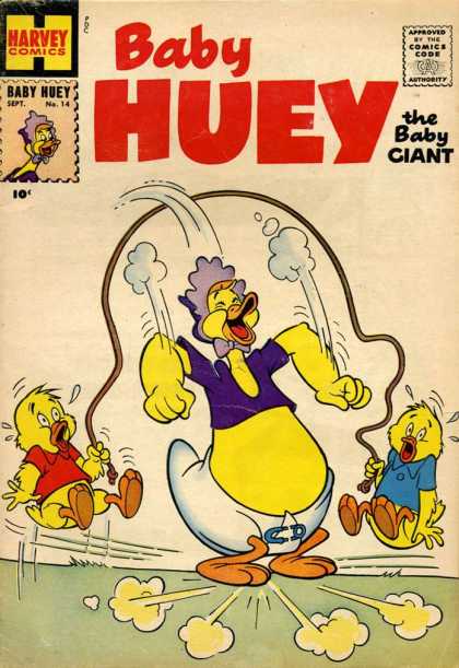 Baby Huey the Baby Giant 14 - Harvey Comics - Approved By The Comics Code - Rope - Duck - Jumping