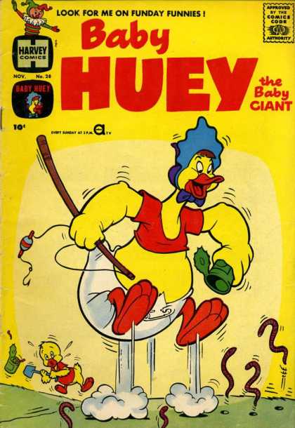 Baby Huey the Baby Giant 28 - Bird - Fishing Pole - Bobber - Diaper - Worms