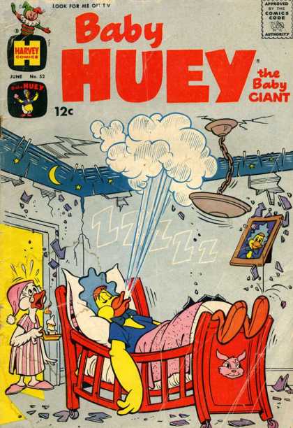 Baby Huey the Baby Giant 52 - Bed - Picture - Sleeping - Cracking Ceiling - Nightgown