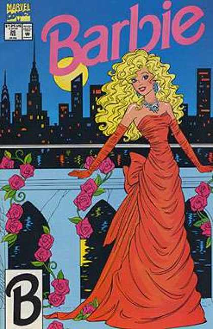 Barbie 26 - Red Evening Gown - Flowers - Night - City - Marvel