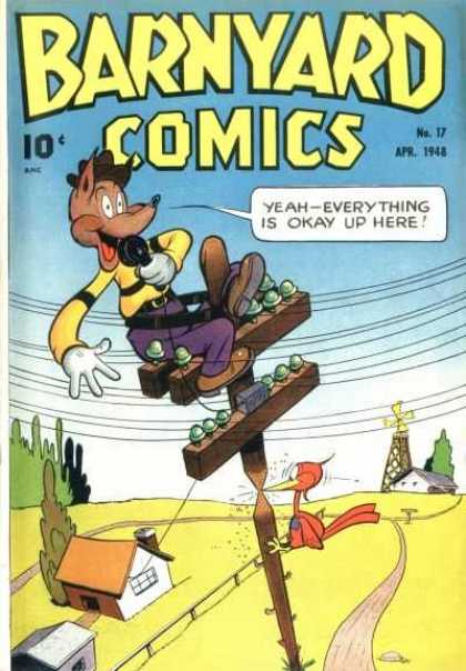 Barnyard Comics 17 - Fox - Telephone Pole - Woodpecker - Farm - Telephone Line