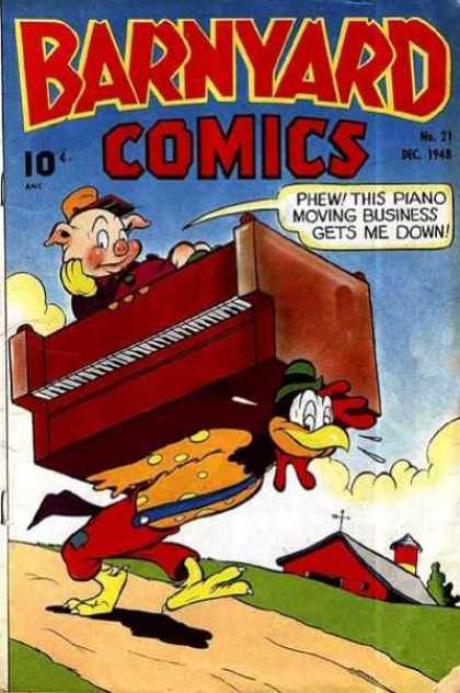Barnyard Comics 21 - Pig - Piano - Chicken - Barn - Dirt Road