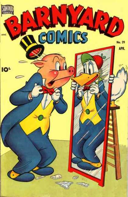 Barnyard Comics 29 - Standard Comics - Pig - Duck - Hat - Mirror