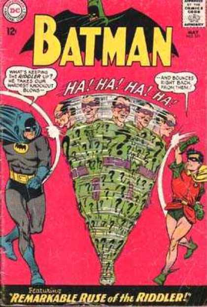 Batman 171 - Robin - Remarkable Ruse Of The Riddler - Punching - Knockout Blows - Bounces Right Back - Carmine Infantino