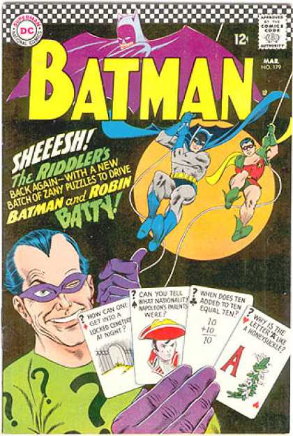 Batman 179 - Robin - Riddler - Cards - Swinging - Riddles - Murphy Anderson