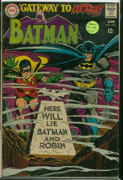 Batman 202 - Here Will Lie Batman And Robin - Robin - Tombstone - Graveyard - Wind