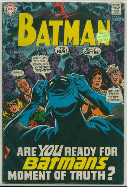 Batman 211 - Unmasked - Remove Mask - Secret Identity - Robin - Gasp