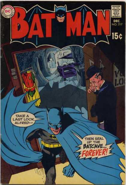 Batman 217 - Bat Moblie - Bat Cave - Butler - Grief - Uniform - Neal Adams