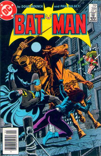 Batman 394 - Doug Moench - Paul Gulacy - Approved By The Comics Code - Horse - Robin - Paul Gulacy