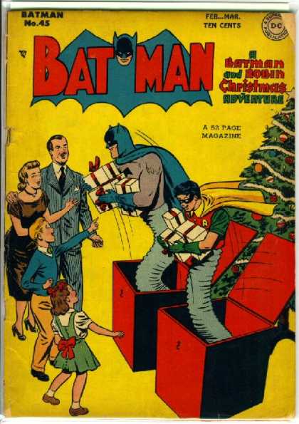 Batman 45 - Blue Cape - Yellow Cape - Christmas Tree - Christmas Presents - Family Of 4