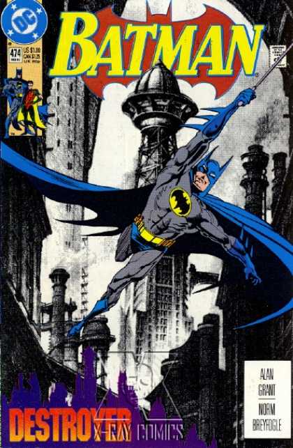 Batman 474 - Blue Cape - Bat - Tall Building - Destroyer - Alan Grant - Norm Breyfogle
