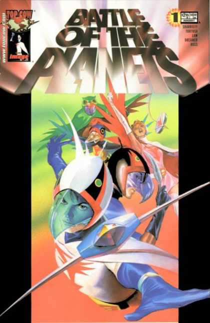 Battle of the Planets 1 - Super Heroes Flying - Wearing Helmets - Top Cow - Bird Man - Woman With Wings - Michael Turner