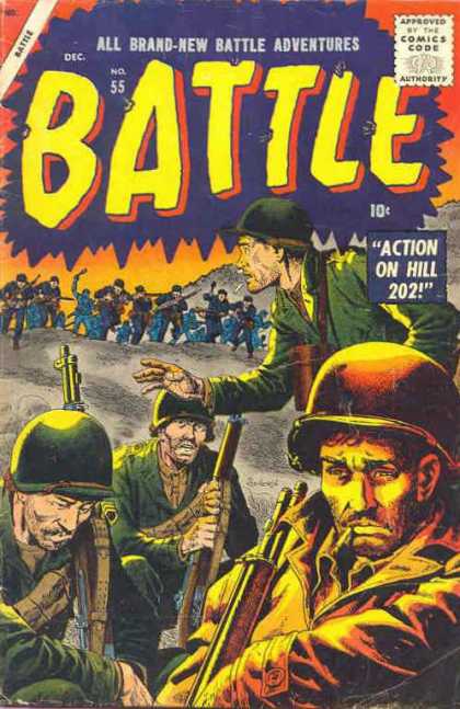 Battle 55 - Action On Hill 202 - Soldiers - Guns - War - Uniforms - John Severin