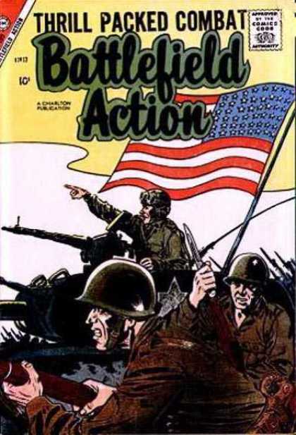 Battlefield Action 17 - American Soldiers - War - American Flag - Bayonet - Tank