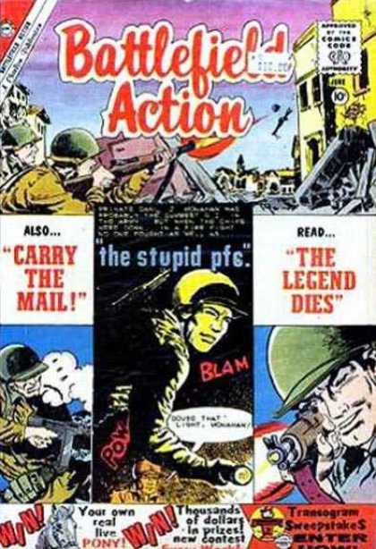 Battlefield Action 30 - Approved By The Comics Code Authority - Gun - Carry The Mail - Blam - The Legend Dies