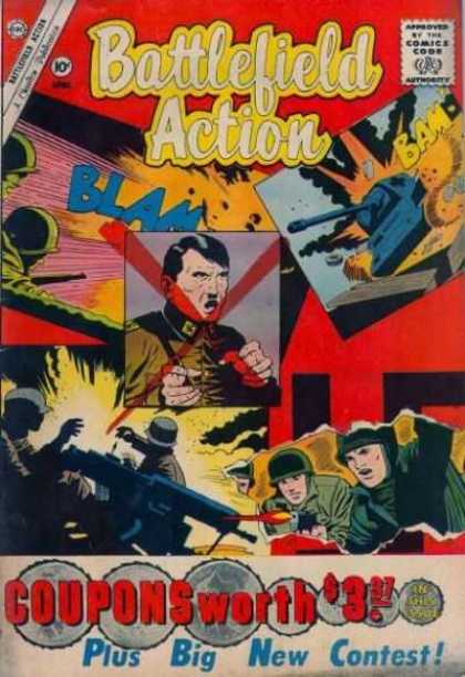 Battlefield Action 35 - Approved By The Comics Code - Blam - Tank - Plus Big New Contest - Machinegun