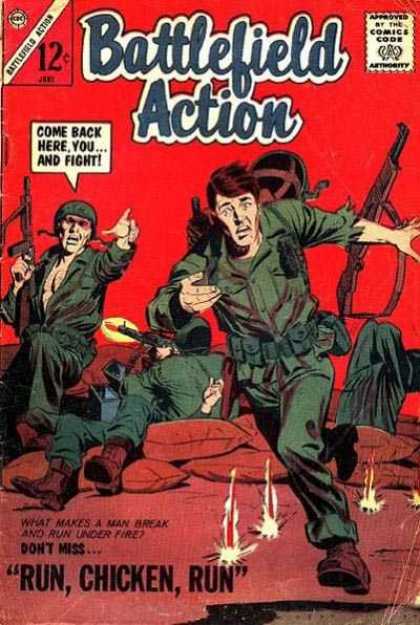 Battlefield Action 53 - Come Back Here You And Fight - Approved By The Comics Code - 12 Cents - Guns - Run Chicken Run